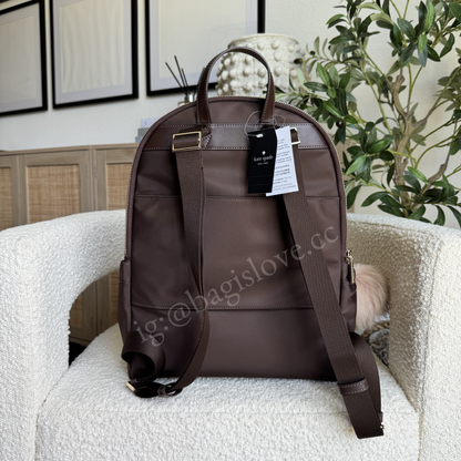 Carter Nylon Large Dome Backpack in Espresso