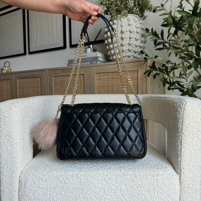 Carey Medium Flap Shoulder Bag in Black (8-10 weeks arrival 📦🌊)