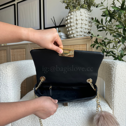 Carey Medium Flap Shoulder Bag in Black (8-10 weeks arrival 📦🌊)