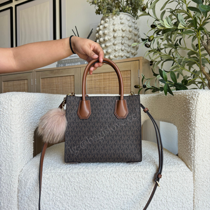 Mercer Medium Logo and Leather Accordion Crossbody Bag in Brown (8-10 weeks arrival 📦🌊)
