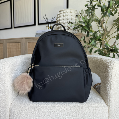 Carter Nylon Large Dome Backpack in Black