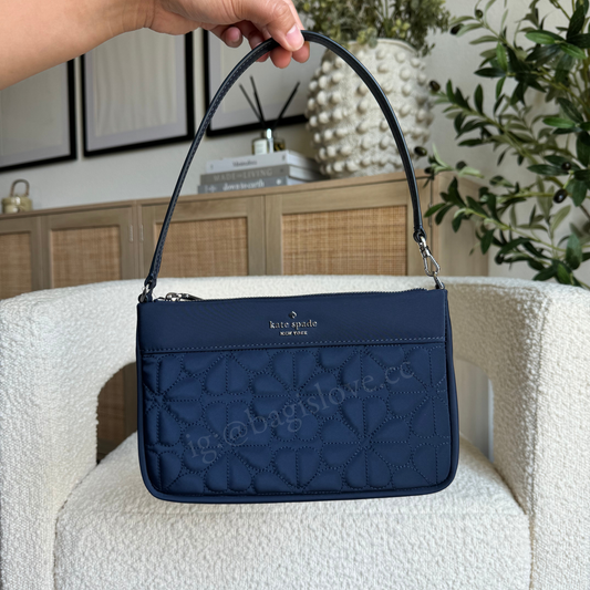 Spade Flower Quilted Fabric Convertible Wristlet in Navy (8-10 weeks arrival 📦🌊)