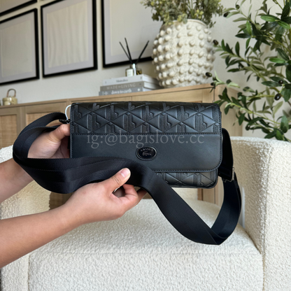 Monogram Leather Flap Close Satchel in Black (8-10 weeks arrival 📦🌊)