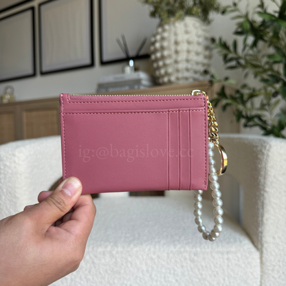 Carey Quilted Studded Small Card Holder in Pink (8-10 weeks arrival 📦🌊)