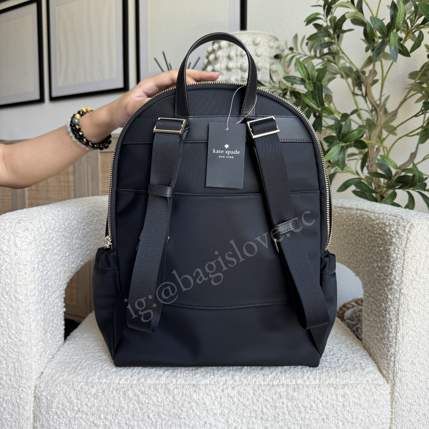 Carter Nylon Large Dome Backpack in Black