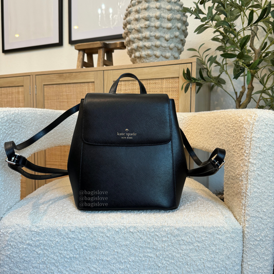 Madison Flap Backpack in Black