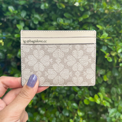Spade Flower Small Slim Card Holder in Dark Beige Multi