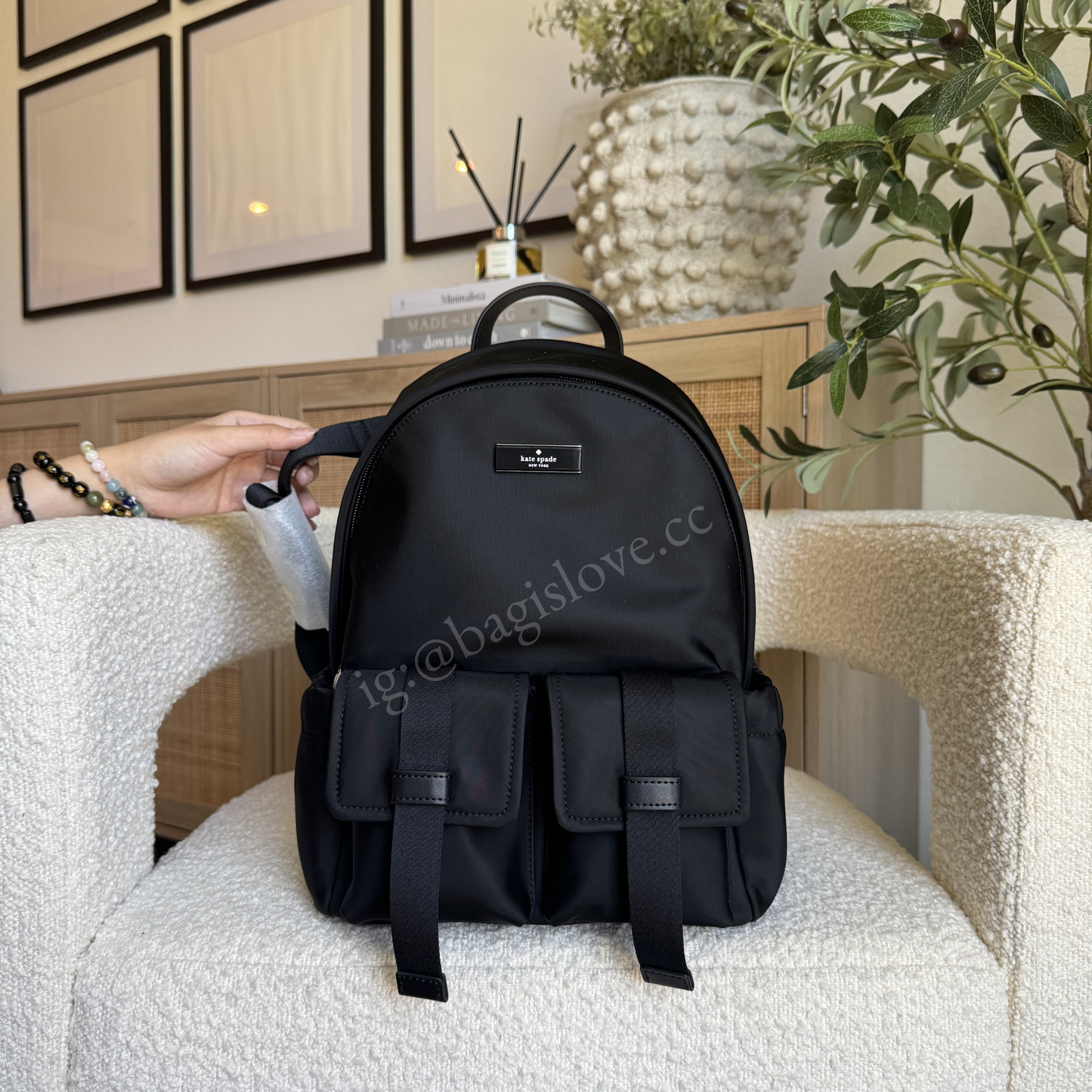 Carter Nylon Cargo Backpack in Black