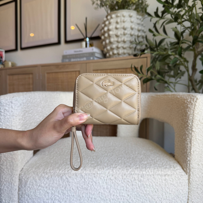 Small Crocodelle Leather Coin Purse in Tan