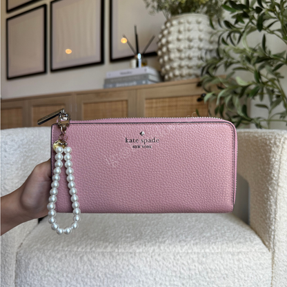 Large Slim L-Zip Wallet in Pink