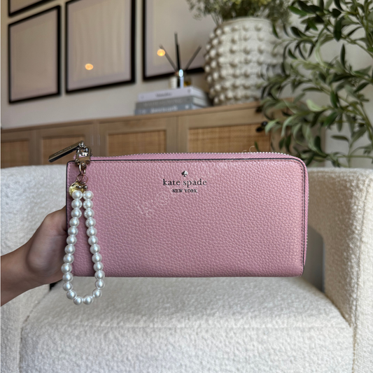 Large Slim L-Zip Wallet in Pink