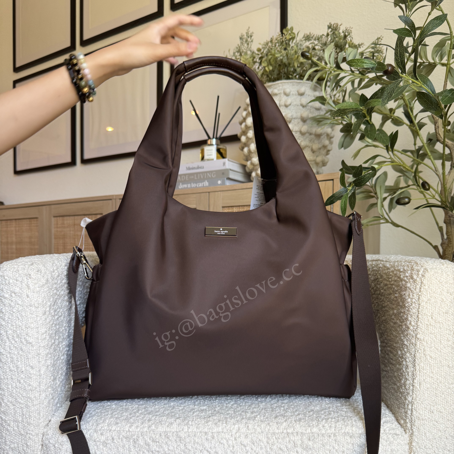 Carter Nylon Large Baby Bag in Espresso