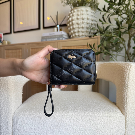 Small Crocodelle Leather Coin Purse in Black