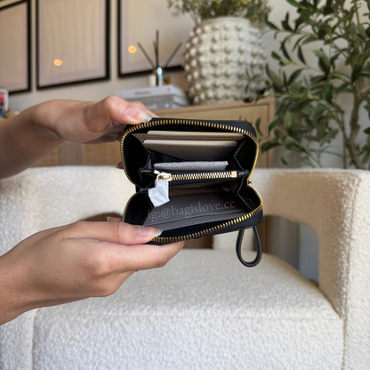 Small Crocodelle Leather Coin Purse in Black