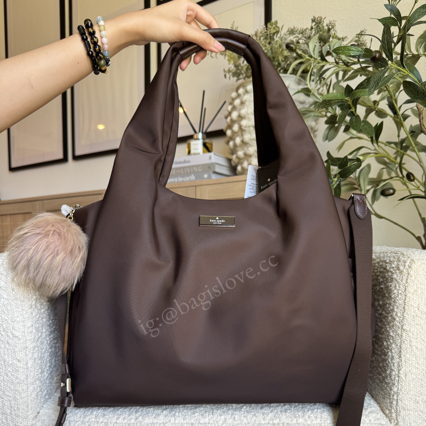 Carter Nylon Large Baby Bag in Espresso