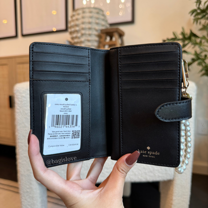 Carey Medium Compact Bifold Wallet in Black