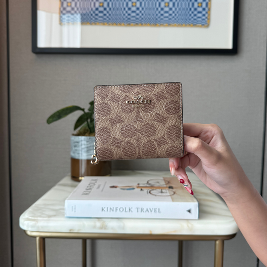 Snap Wallet In Taupe Signature Canvas