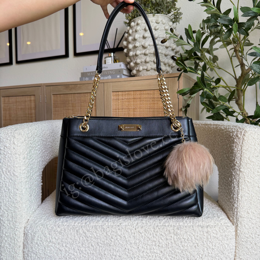 Whitney Medium Quilted Tote Bag in Black (in transit 8-10 weeks 🌊📦)