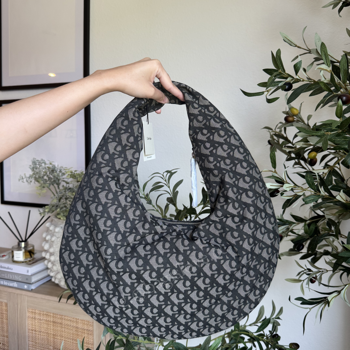 Allover Monogram Crescent Shoulder Bag