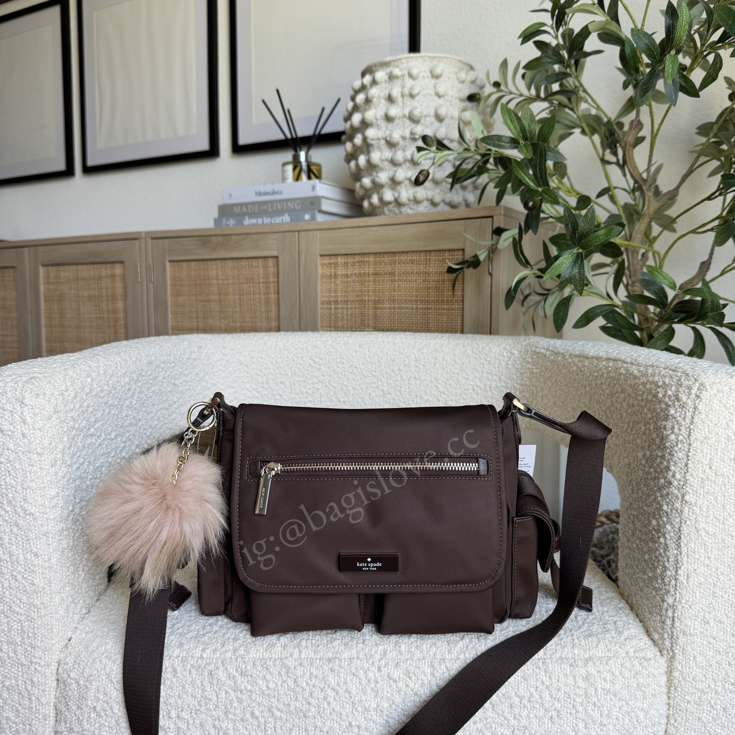 Carter Nylon Messenger Cargo Crossbody Bag in Espresso (in-transit✨)