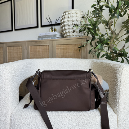 Carter Nylon Messenger Cargo Crossbody Bag in Espresso (in-transit✨)