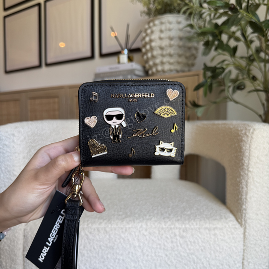 Karl Lagerfeld Small Zip Wallet with Pins
