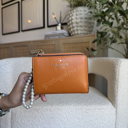 Small L-Zip Wallet in Orange Jasper