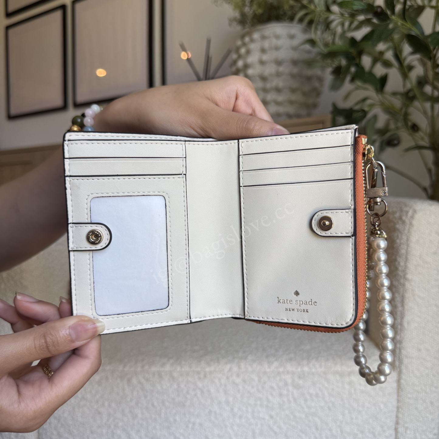 Small L-Zip Wallet in Orange Jasper