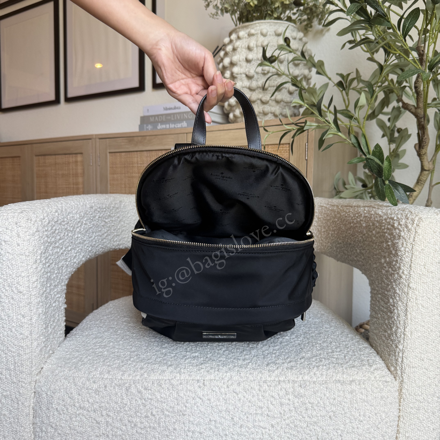 Carter Nylon Large Backpack in Black