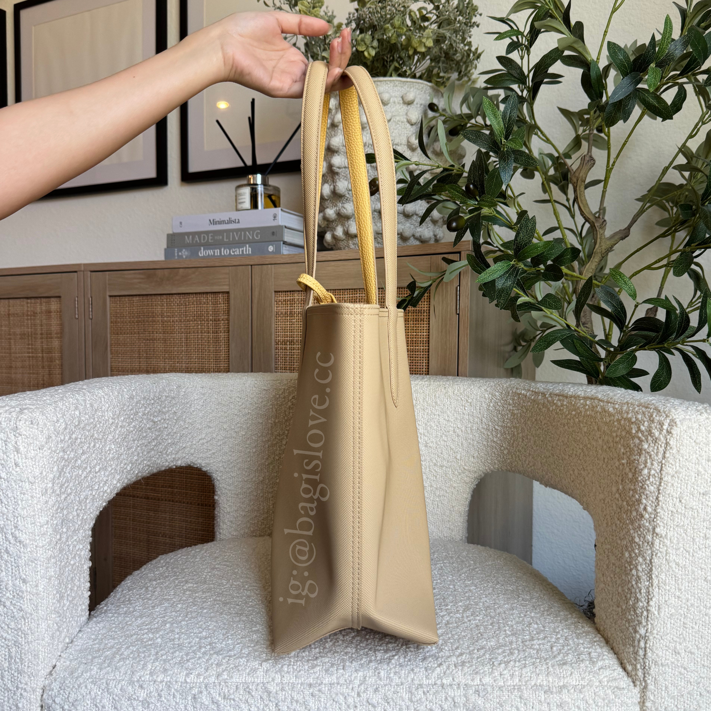 Anna Reversible Tote Bag in Tan and Yellow (on hand✨)