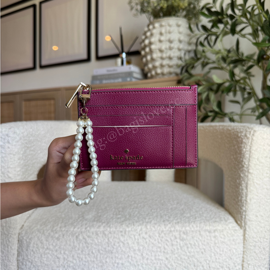 Large Slim Card Holder in Dark Raspberry