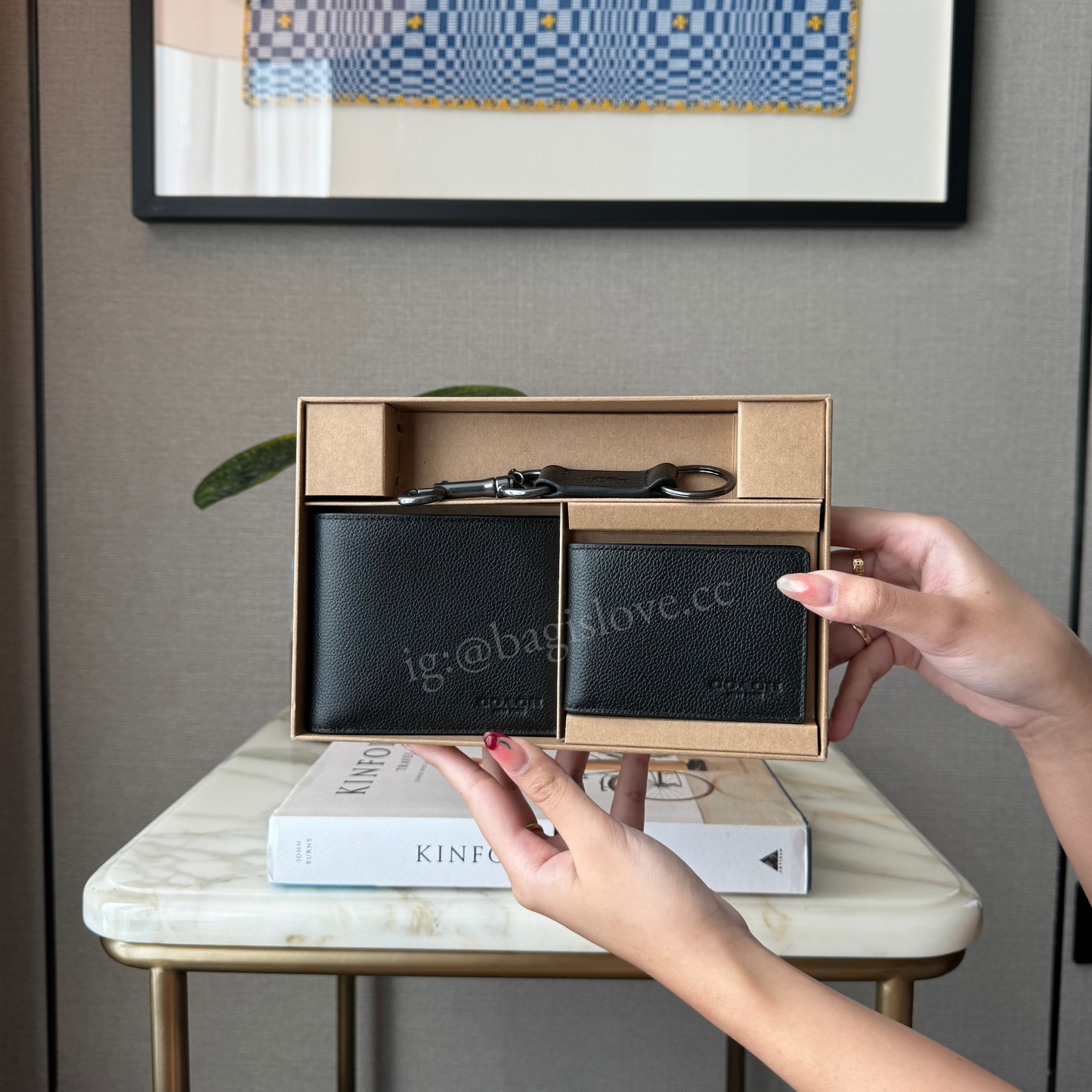 Boxed 3-In-1 Wallet Gift Set in Black Pebbled Leather (on hand PH)