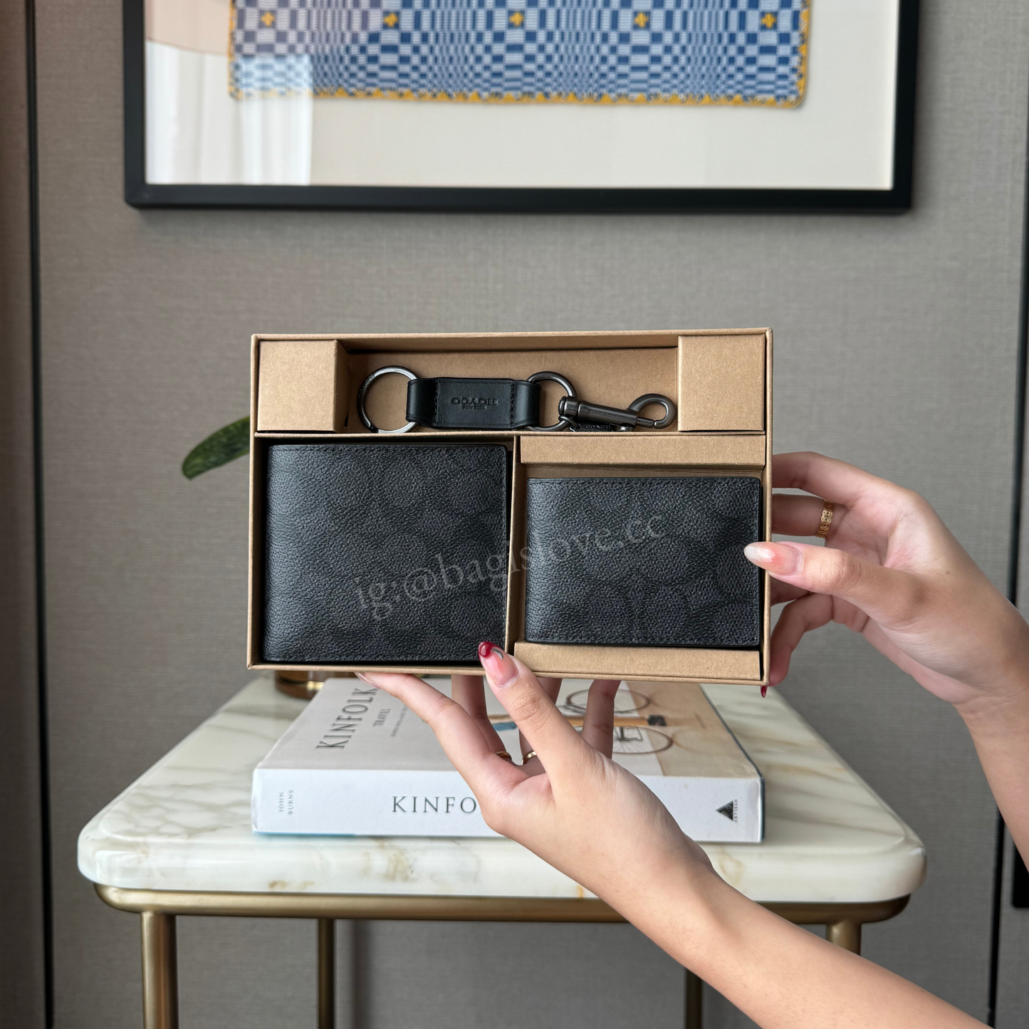 Boxed 3-In-1 Wallet Gift Set In Black Signature Canvas (in-transit✨)