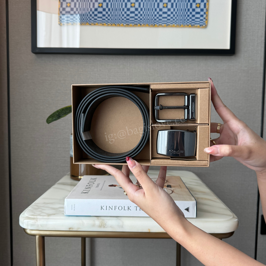 Boxed Plaque And Harness Buckle Cut-To-Size Reversible Belt