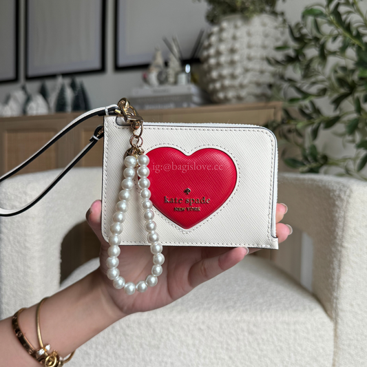 Madison Puffy Heart Small Card Holder Wristlet