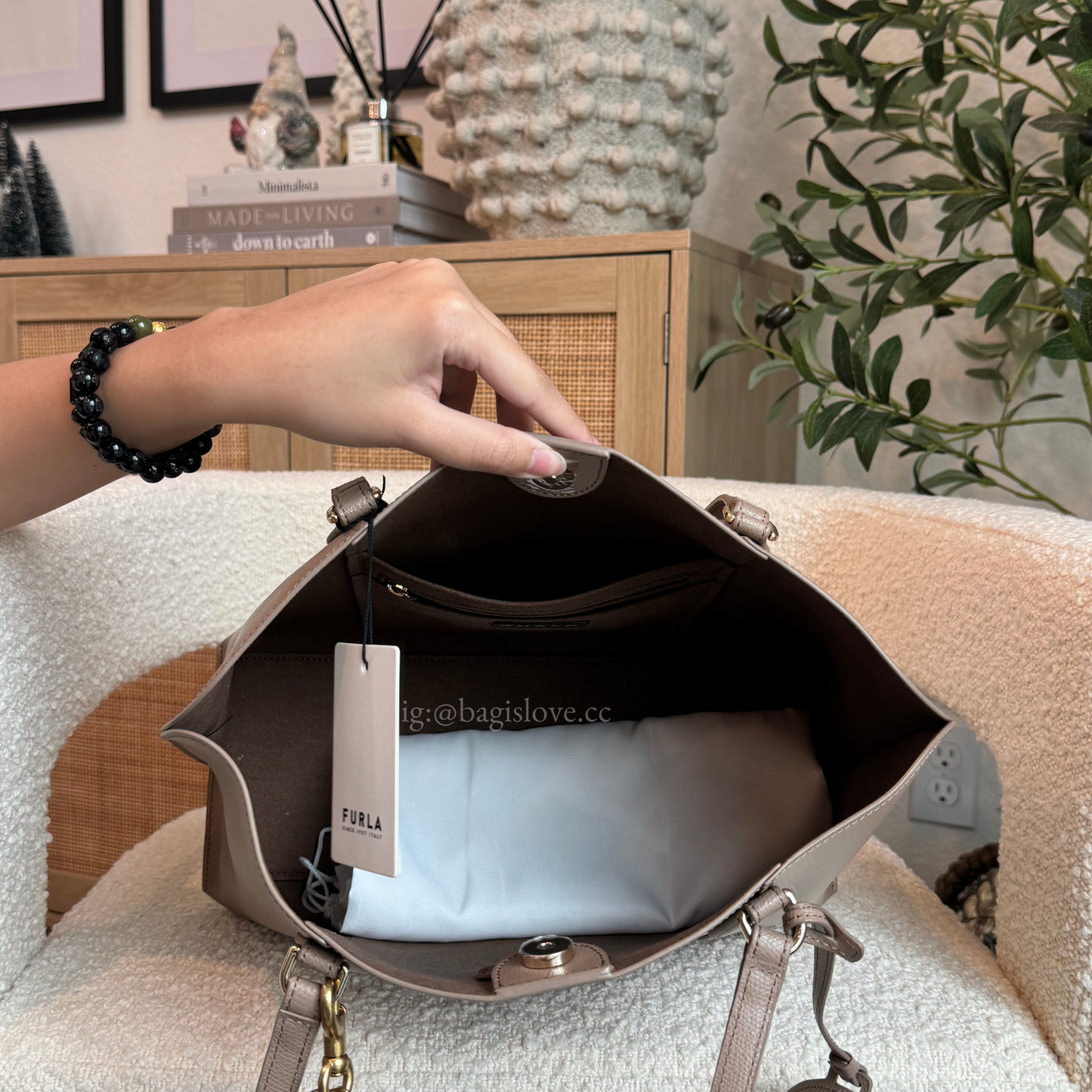 FURLA Vittoria Leather Tote Bag