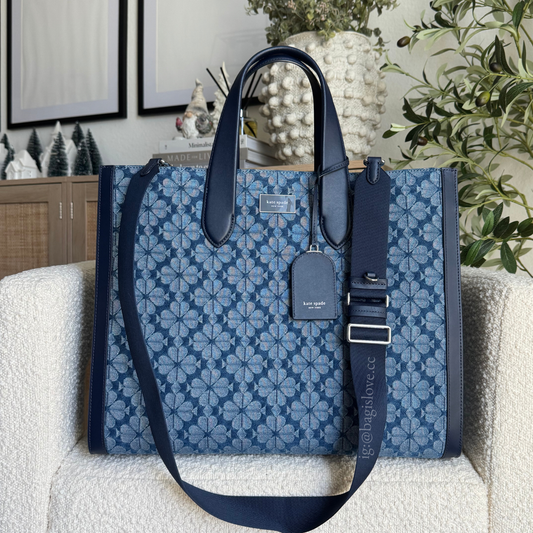 Spade Flower Jacquard Denim Manhattan Large Tote