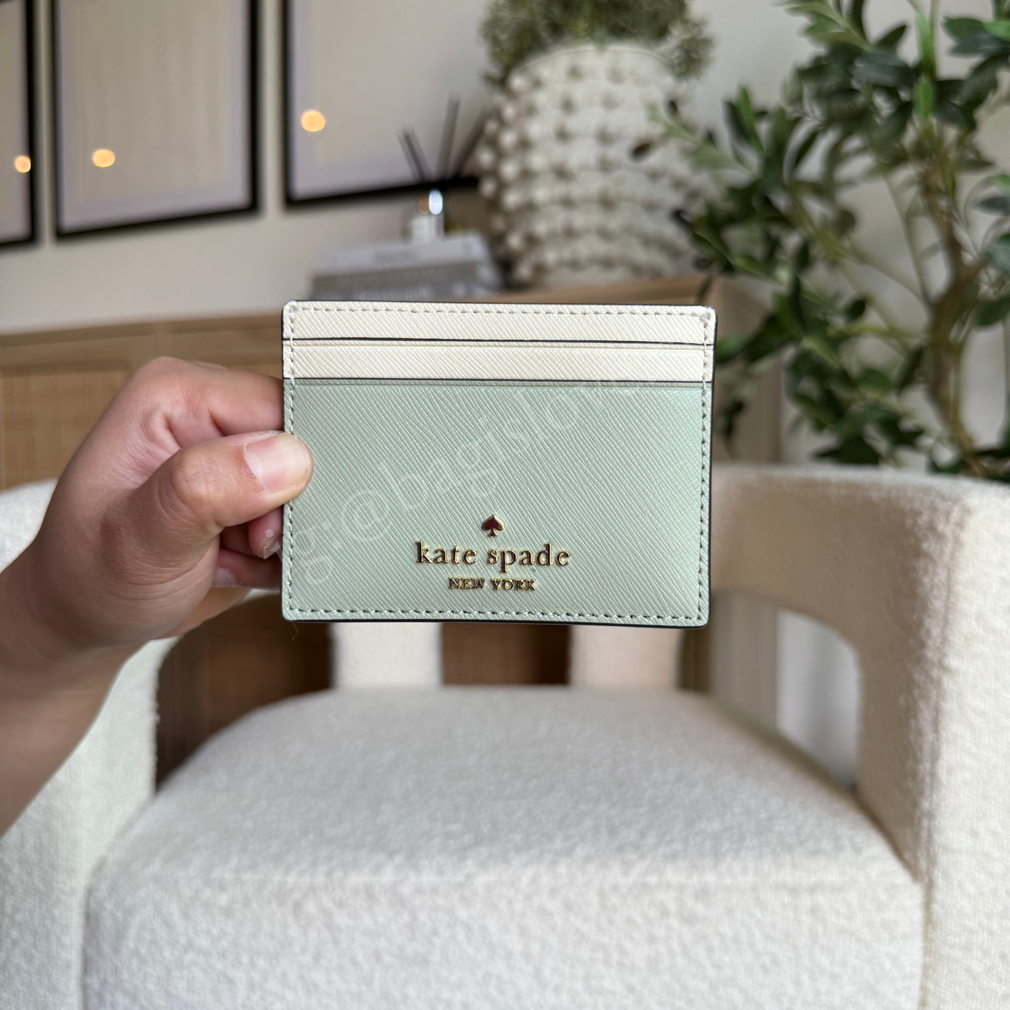 Madison Small Slim Card Holder in Sage Green