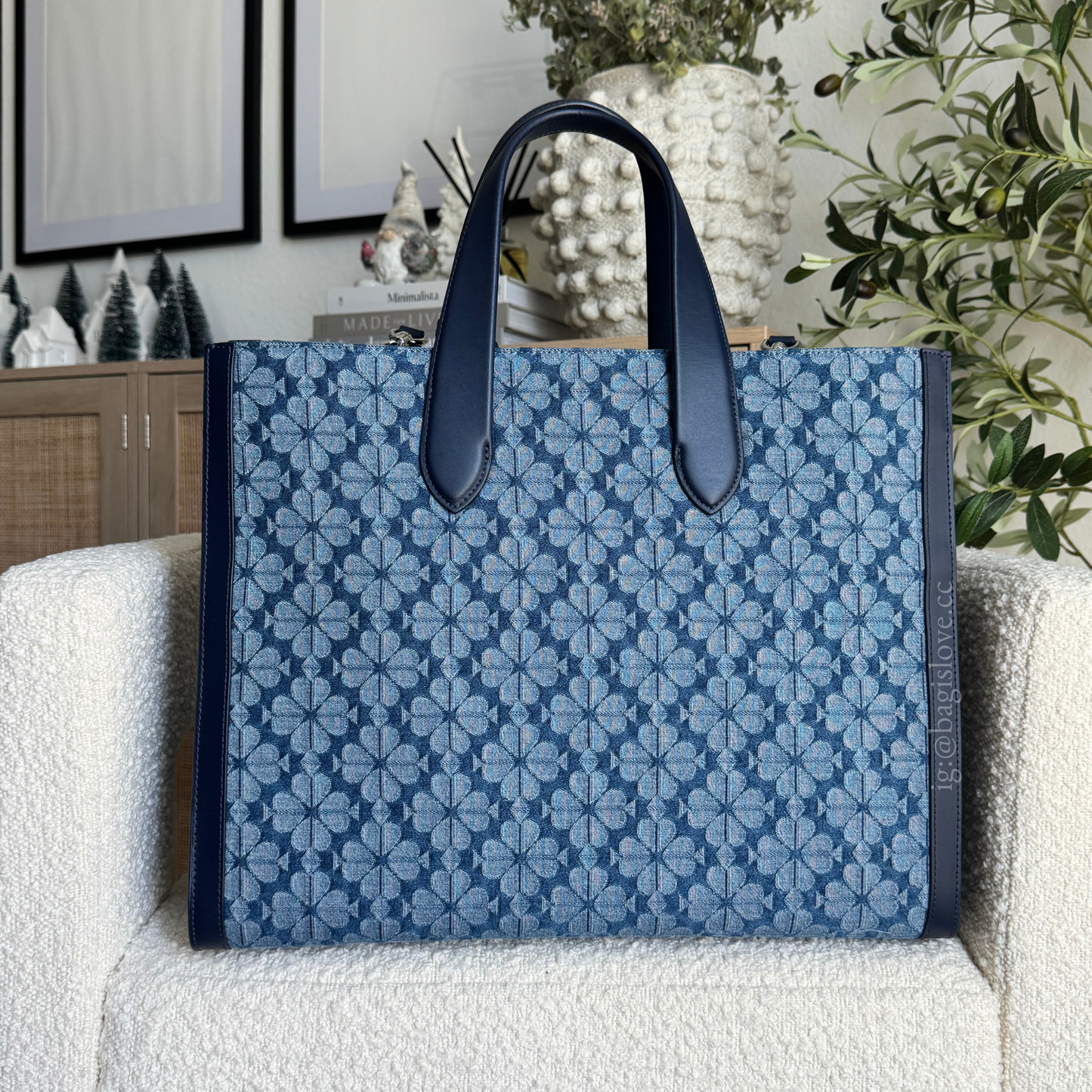 Spade Flower Jacquard Denim Manhattan Large Tote