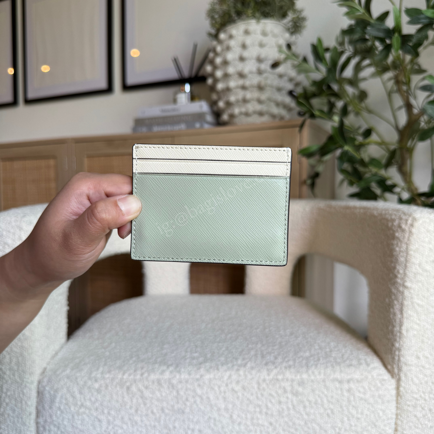 Madison Small Slim Card Holder in Sage Green