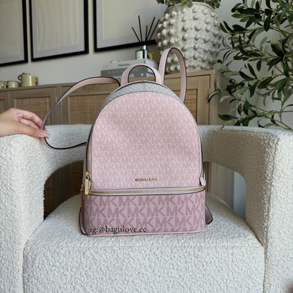 Rhea Medium Color-Block Signature Logo Backpack in Pink (8 weeks arrival 📦🌊)