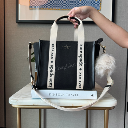 Kip Canvas Small Tote Bag in Black and White