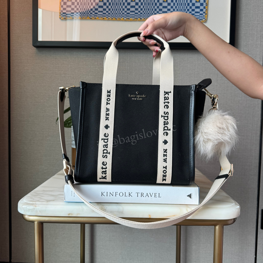 Kip Canvas Small Tote Bag in Black and White