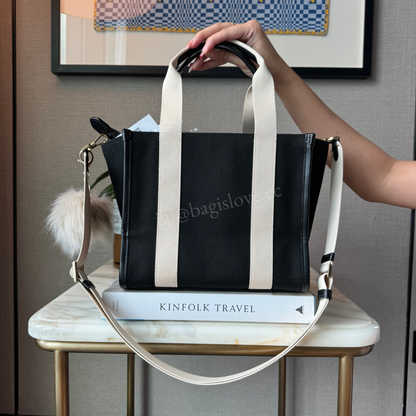 Kip Canvas Small Tote Bag in Black and White