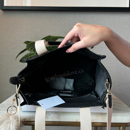 Kip Canvas Small Tote Bag in Black and White