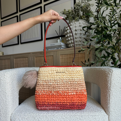 Pratt Medium Ombré Straw Shoulder Bag in Orange Multi (8 weeks arrival 📦🌊)