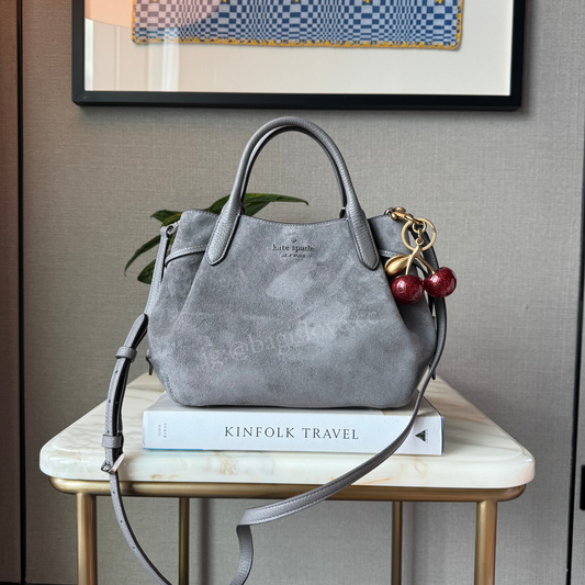 Dumpling Suede Small Satchel in Gray