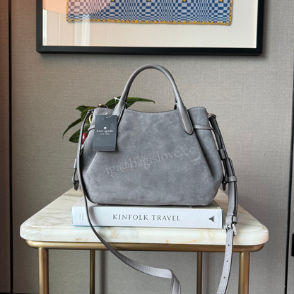 Dumpling Suede Small Satchel in Gray