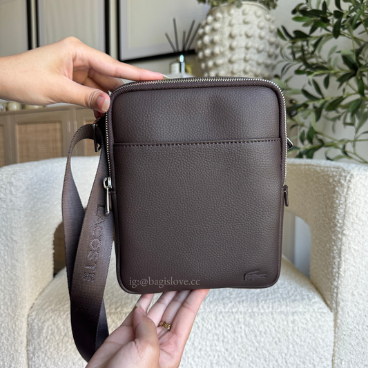 Lacoste Small Crossbody leather bag in Brown  (8 weeks arrival 🌊📦)